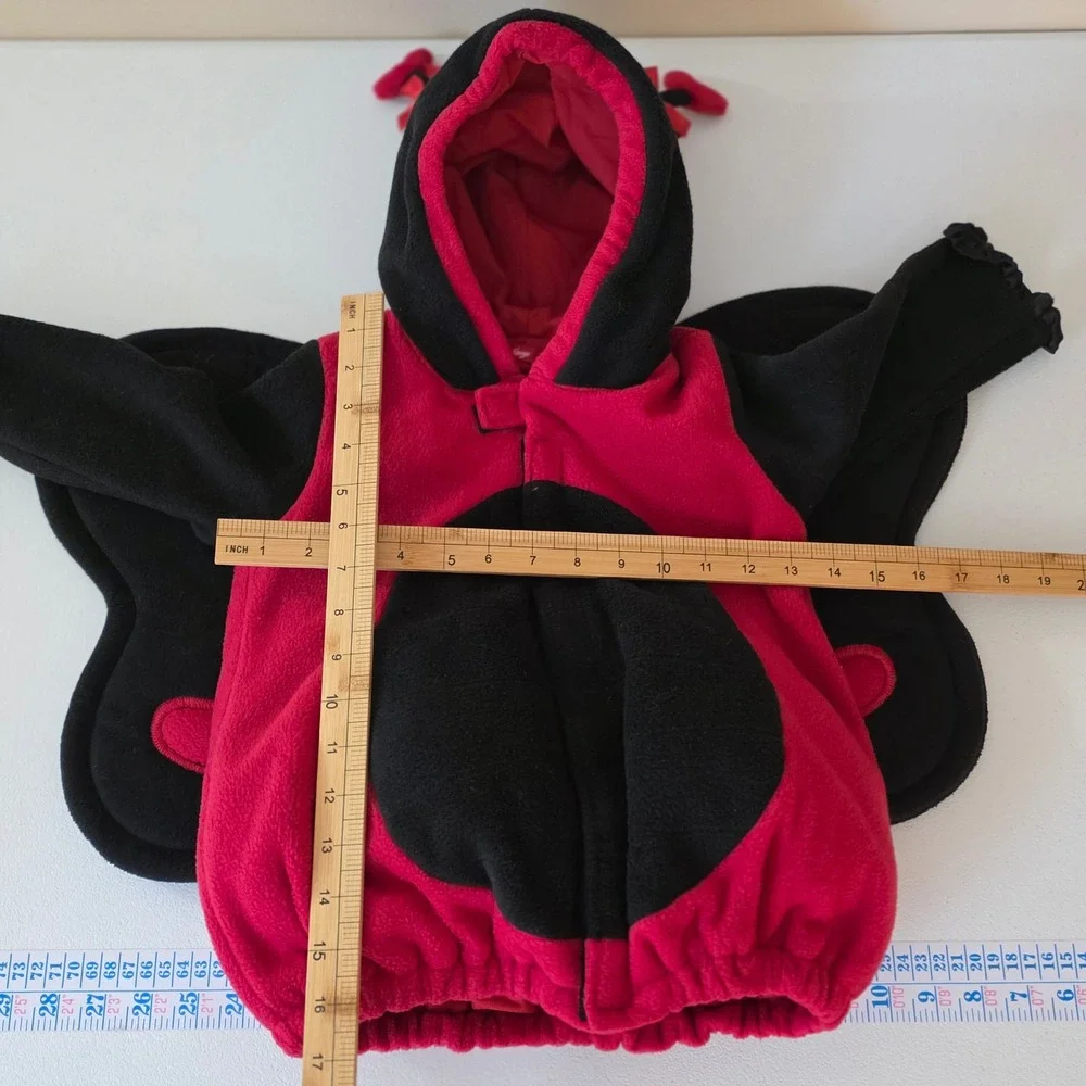 Old Navy Ladybug Costume Toddler 2T-3T Red Black Fleece Hooded Wings Heart Wings